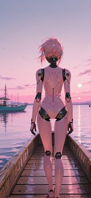 Lagoon Pink Afternoon Sky Winter Machine mobile wallpaper / スマホ壁紙