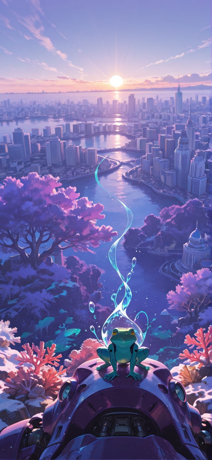 Lagoon Purple Afternoon City Winter Animal Machine mobile wallpaper / スマホ壁紙