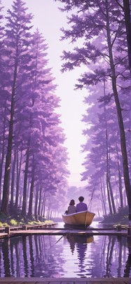 Lagoon Purple Afternoon Nature Spring Machine mobile wallpaper / スマホ壁紙