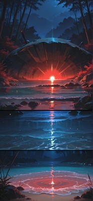 Lagoon Red Night Nature Spring Machine mobile wallpaper / スマホ壁紙