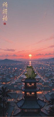 Lagoon Red Sunset City Winter Animal Machine mobile wallpaper / スマホ壁紙