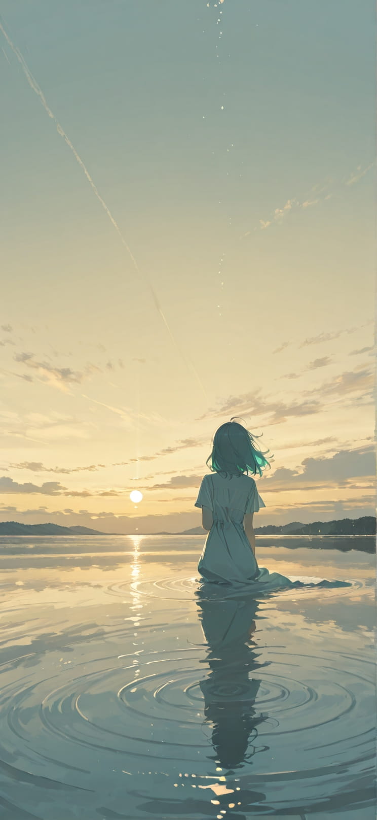 Lagoon Yellow Afternoon Sky Spring mobile wallpaper / スマホ壁紙