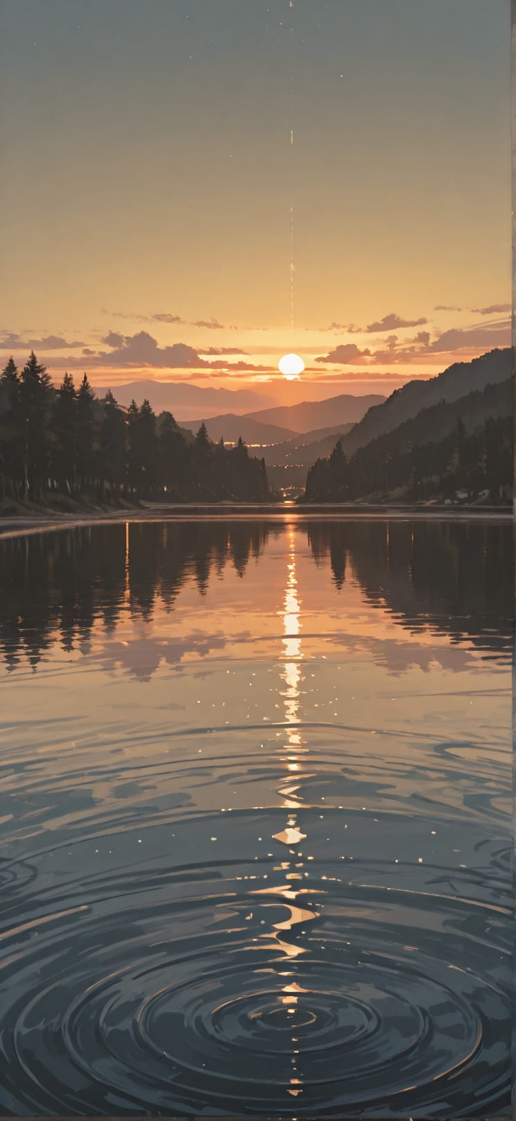 Lagoon Yellow Sunset Sea Winter mobile wallpaper / スマホ壁紙