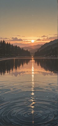 Lagoon Yellow Sunset Sea Winter mobile wallpaper / スマホ壁紙