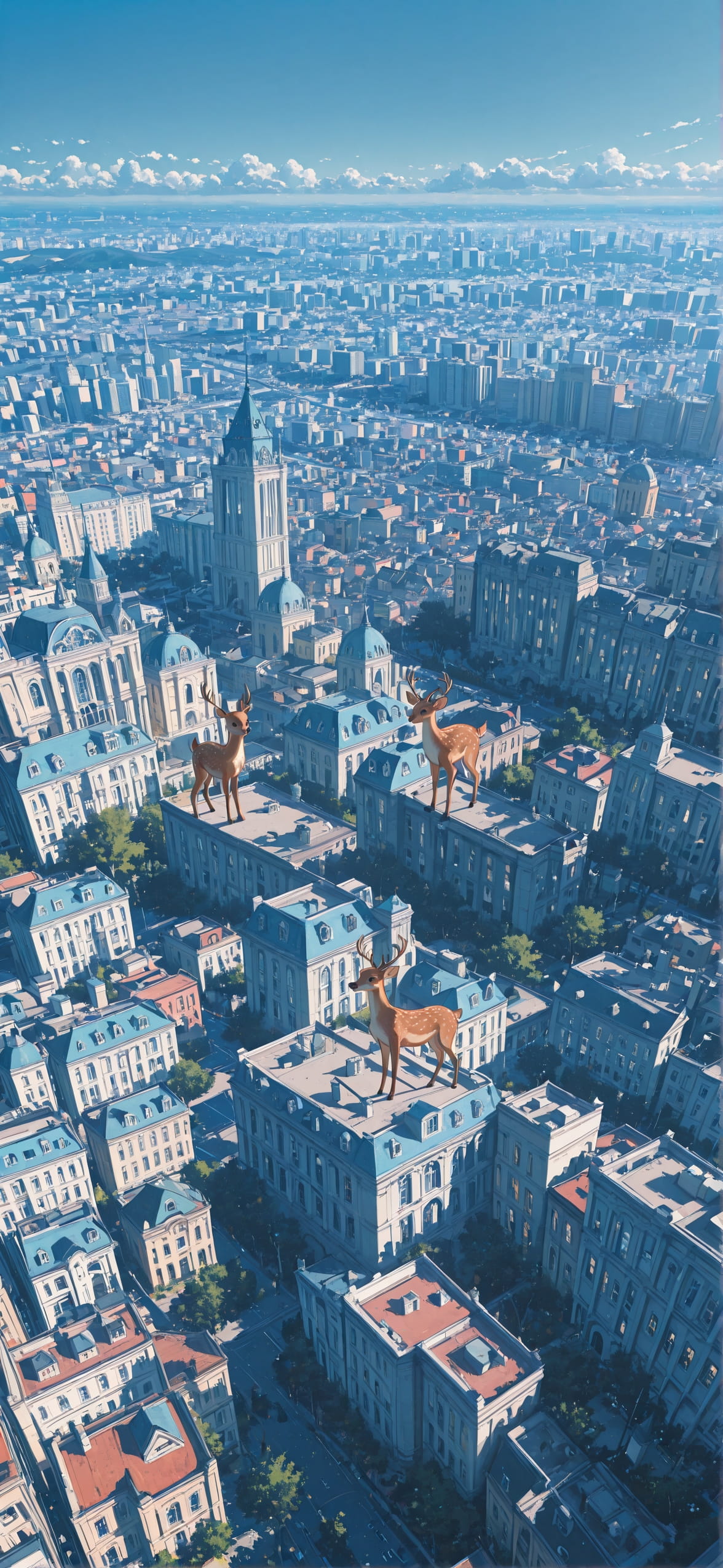 Localflavor Blue Afternoon City Spring Animal mobile wallpaper / スマホ壁紙