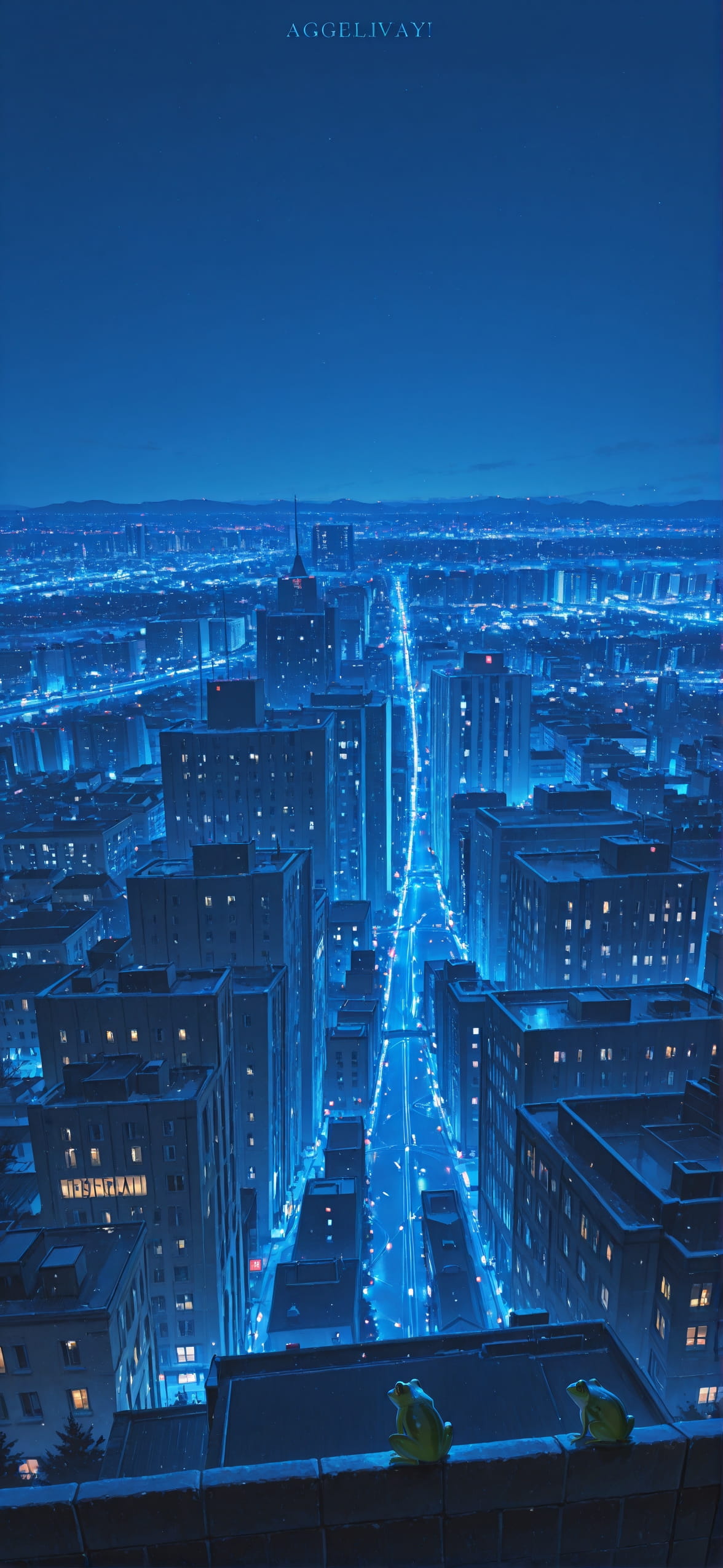 Localflavor Blue Night City Winter Animal mobile wallpaper / スマホ壁紙