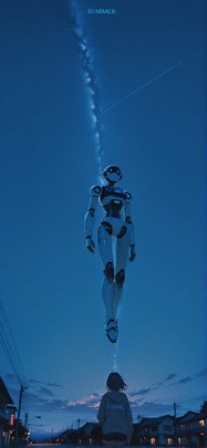 Localflavor Blue Night Sky Summer Machine mobile wallpaper / スマホ壁紙