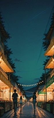 Localflavor Green Night Sky Summer Machine mobile wallpaper / スマホ壁紙