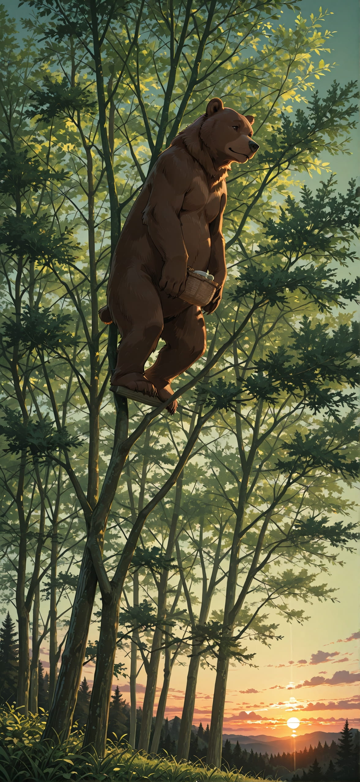 Localflavor Green Sunset Nature Summer Animal mobile wallpaper / スマホ壁紙