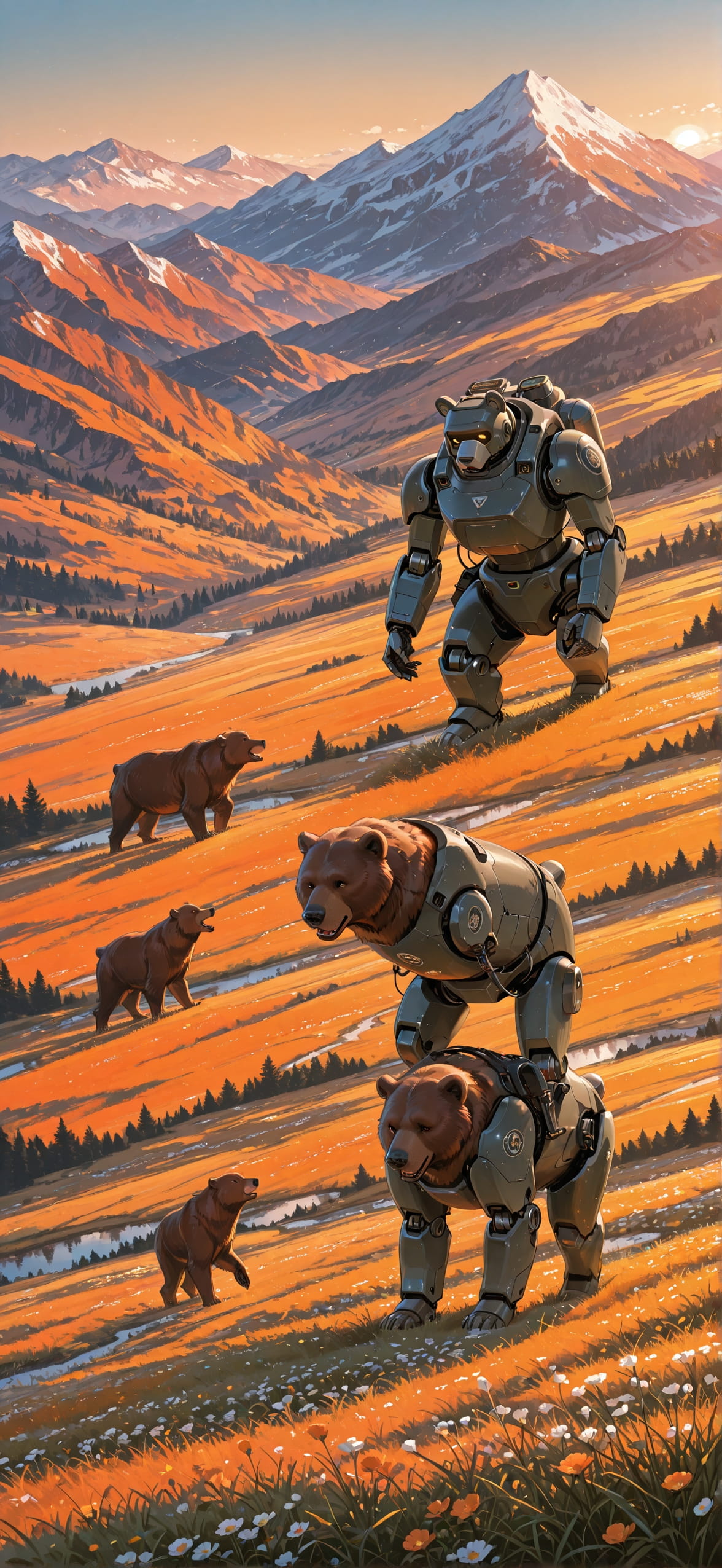 Localflavor Orange Afternoon Mountain Spring Animal Machine mobile wallpaper / スマホ壁紙