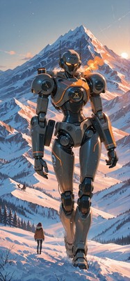 Localflavor Orange Afternoon Mountain Winter Animal Machine mobile wallpaper / スマホ壁紙