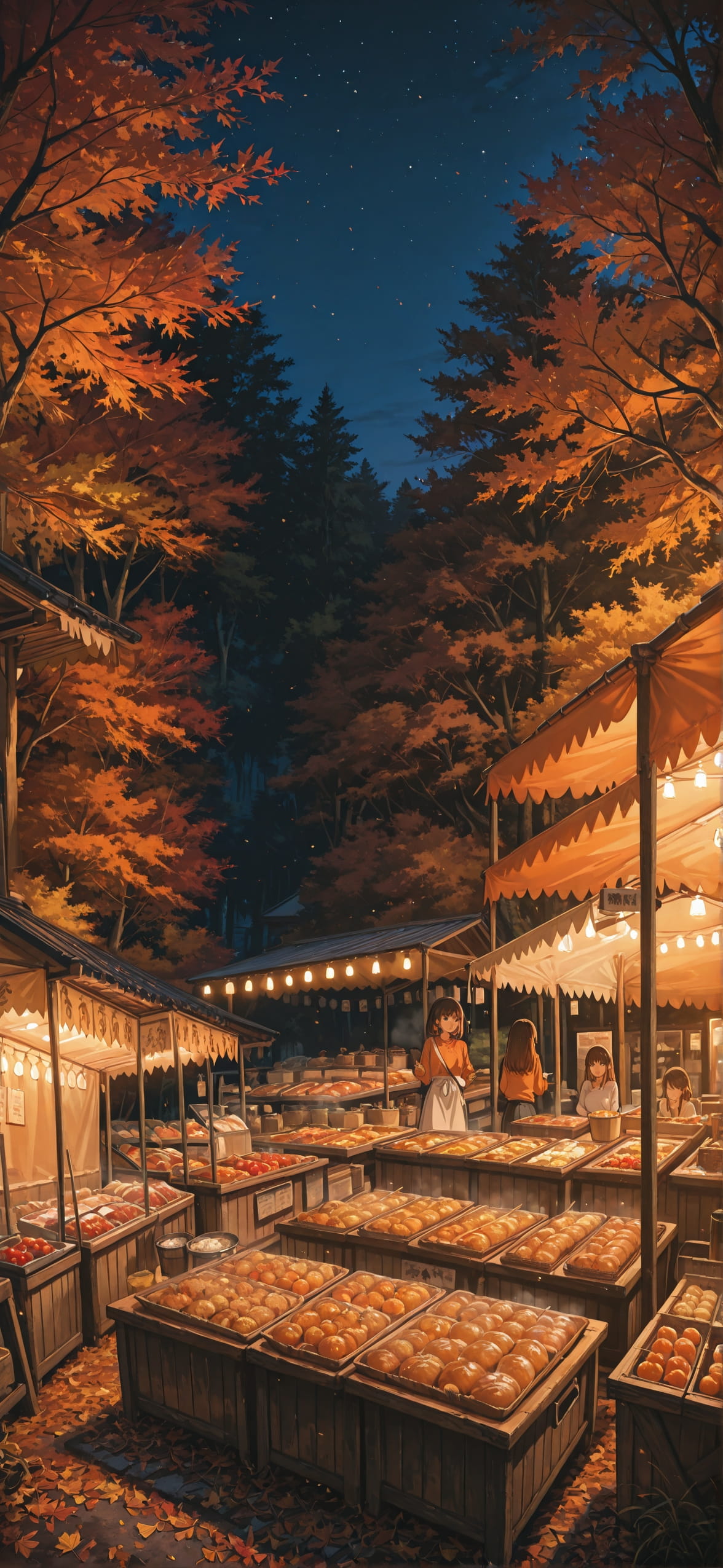 Localflavor Orange Night Nature Autumn mobile wallpaper / スマホ壁紙