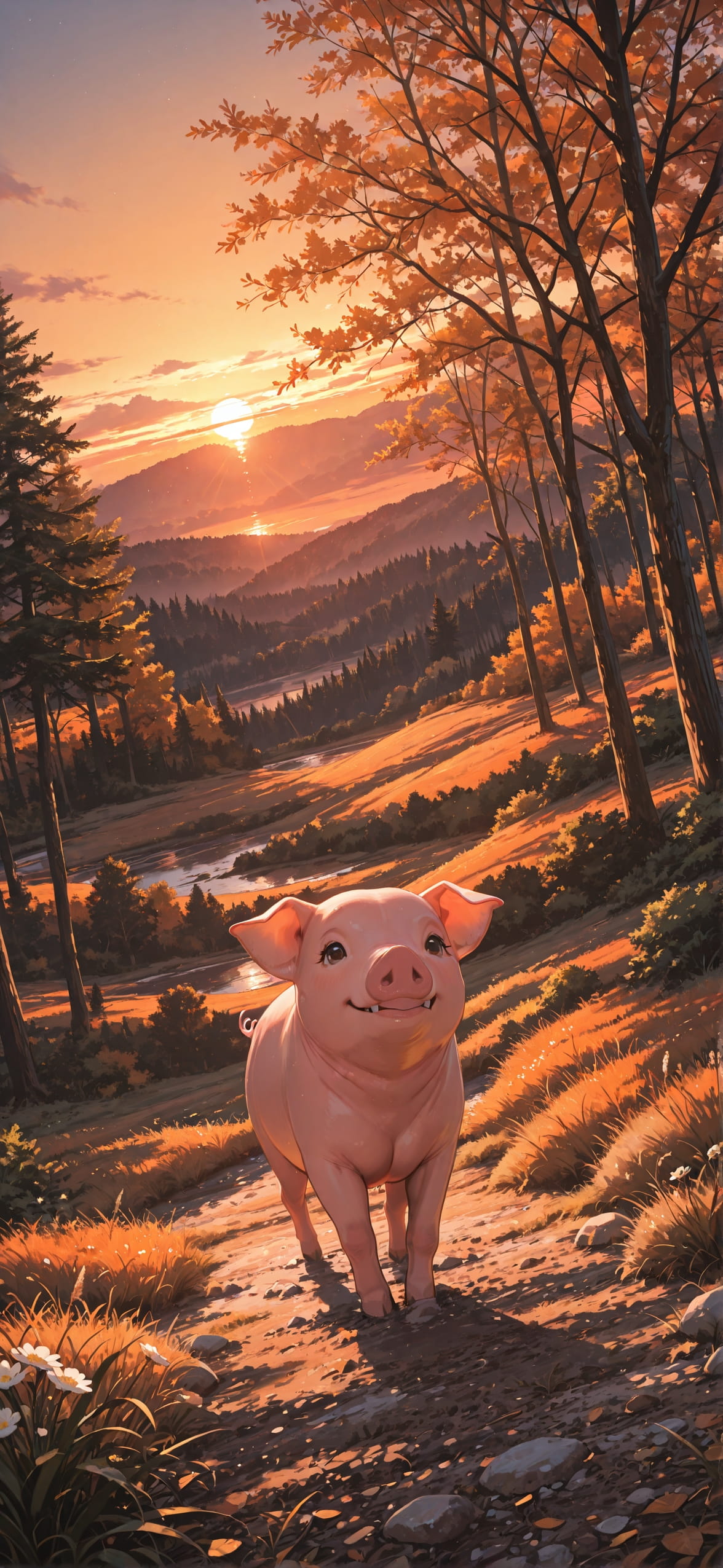 Localflavor Orange Sunset Nature Spring Animal mobile wallpaper / スマホ壁紙