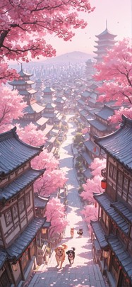 Localflavor Pink Afternoon City Spring Animal mobile wallpaper / スマホ壁紙