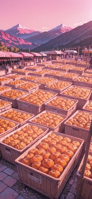 Localflavor Pink Afternoon Mountain Summer mobile wallpaper / スマホ壁紙