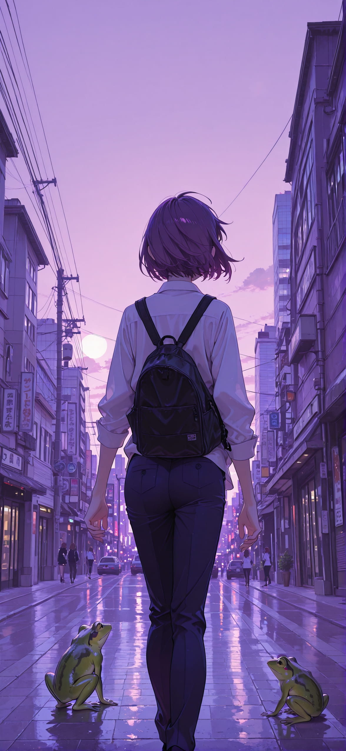 Localflavor Purple Afternoon City Summer Animal mobile wallpaper / スマホ壁紙