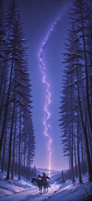 Localflavor Purple Night Nature Winter Animal mobile wallpaper / スマホ壁紙