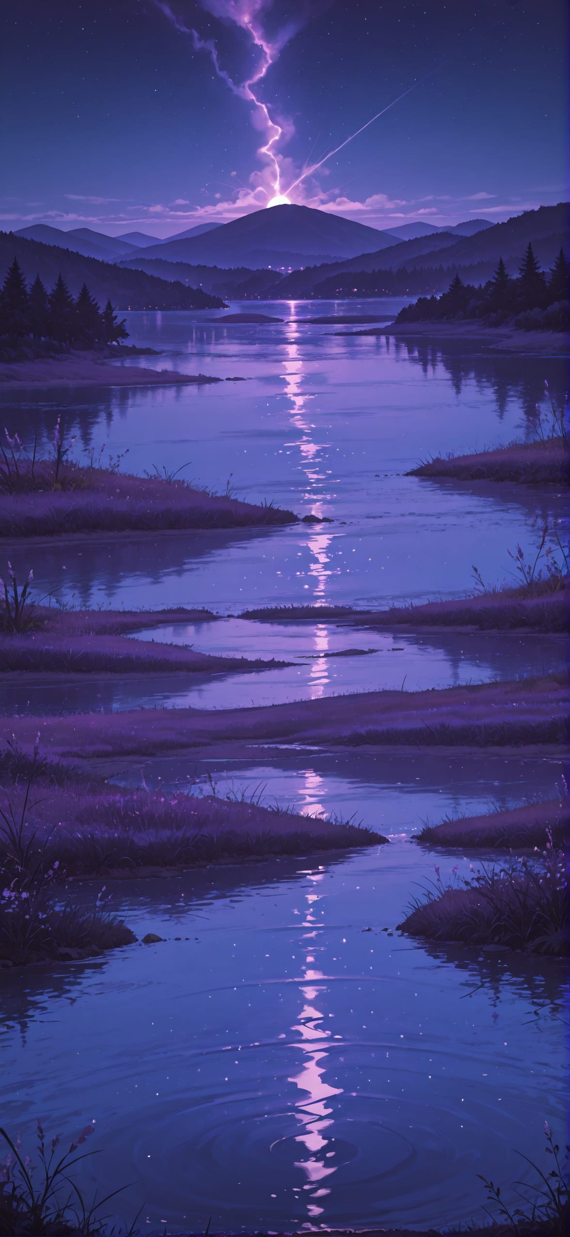 Localflavor Purple Night Sea Spring mobile wallpaper / スマホ壁紙