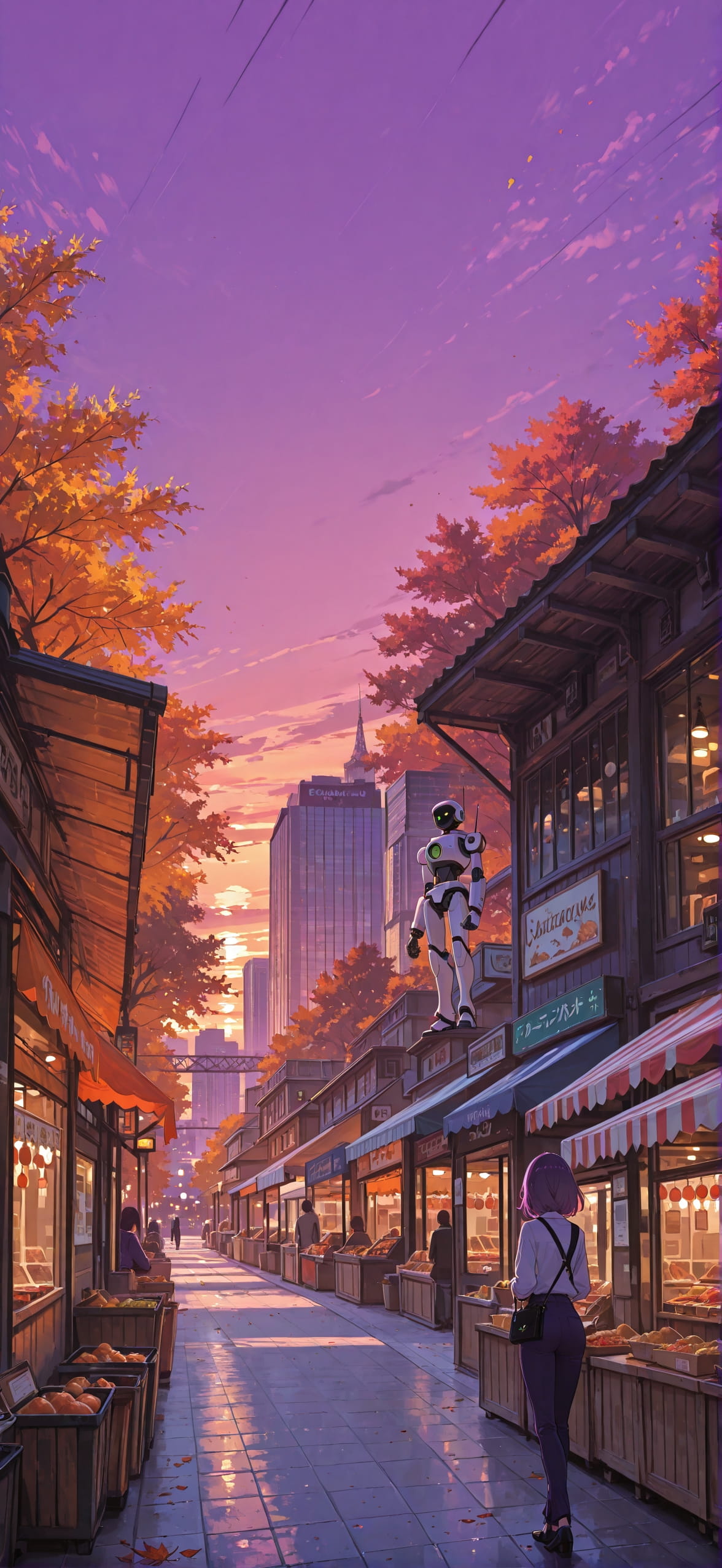 Localflavor Purple Sunset City Autumn Machine mobile wallpaper / スマホ壁紙