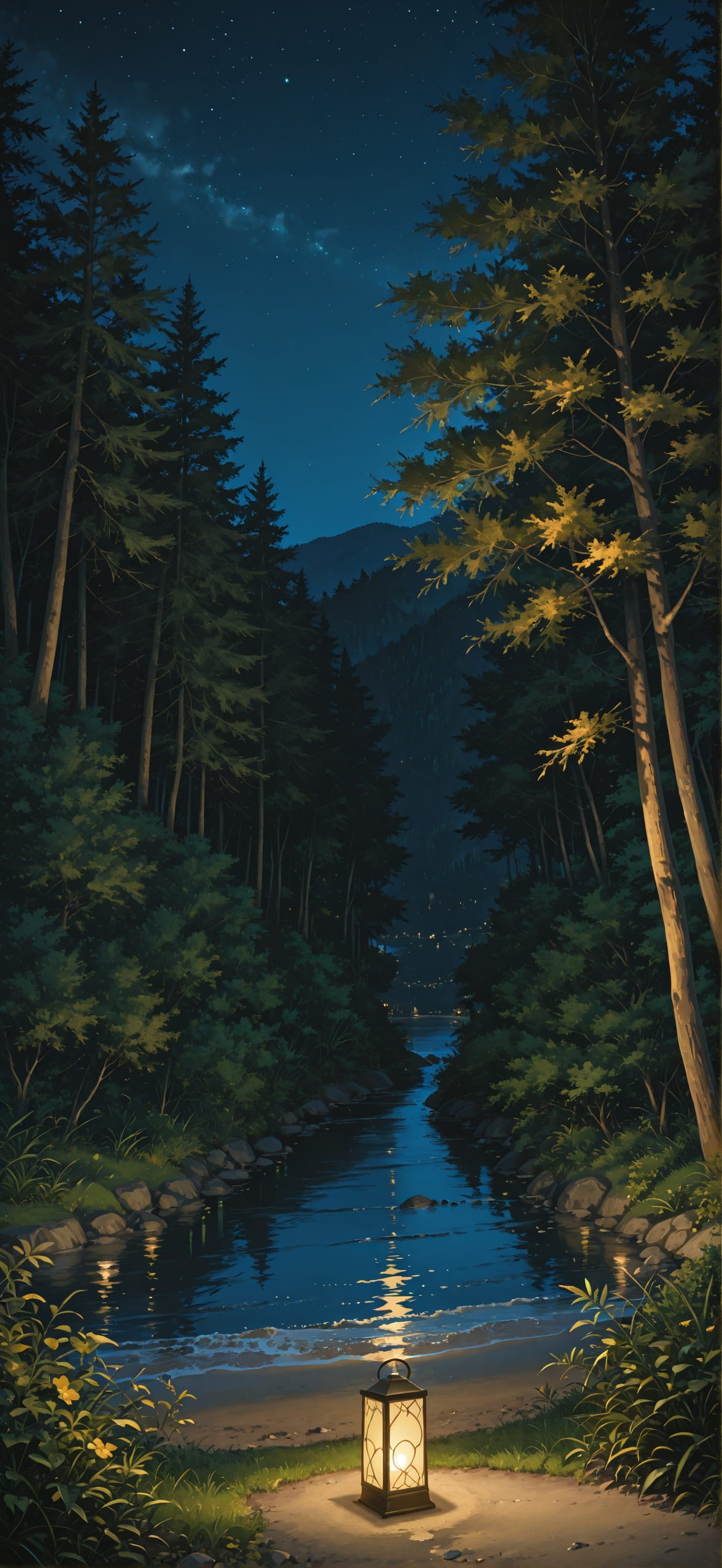 Localflavor Yellow Night Nature Summer mobile wallpaper / スマホ壁紙