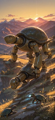 Localflavor Yellow Sunset Mountain Spring Animal Machine mobile wallpaper / スマホ壁紙