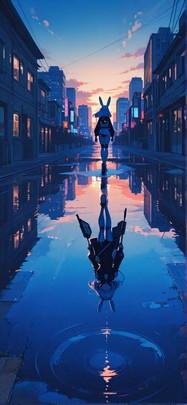 Monsoon Blue Sunset City Spring Animal Machine mobile wallpaper / スマホ壁紙