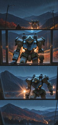 Monsoon Brown Night Mountain Autumn Machine mobile wallpaper / スマホ壁紙