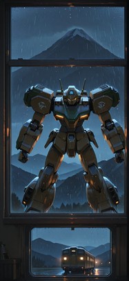 Monsoon Brown Night Mountain Summer Machine mobile wallpaper / スマホ壁紙