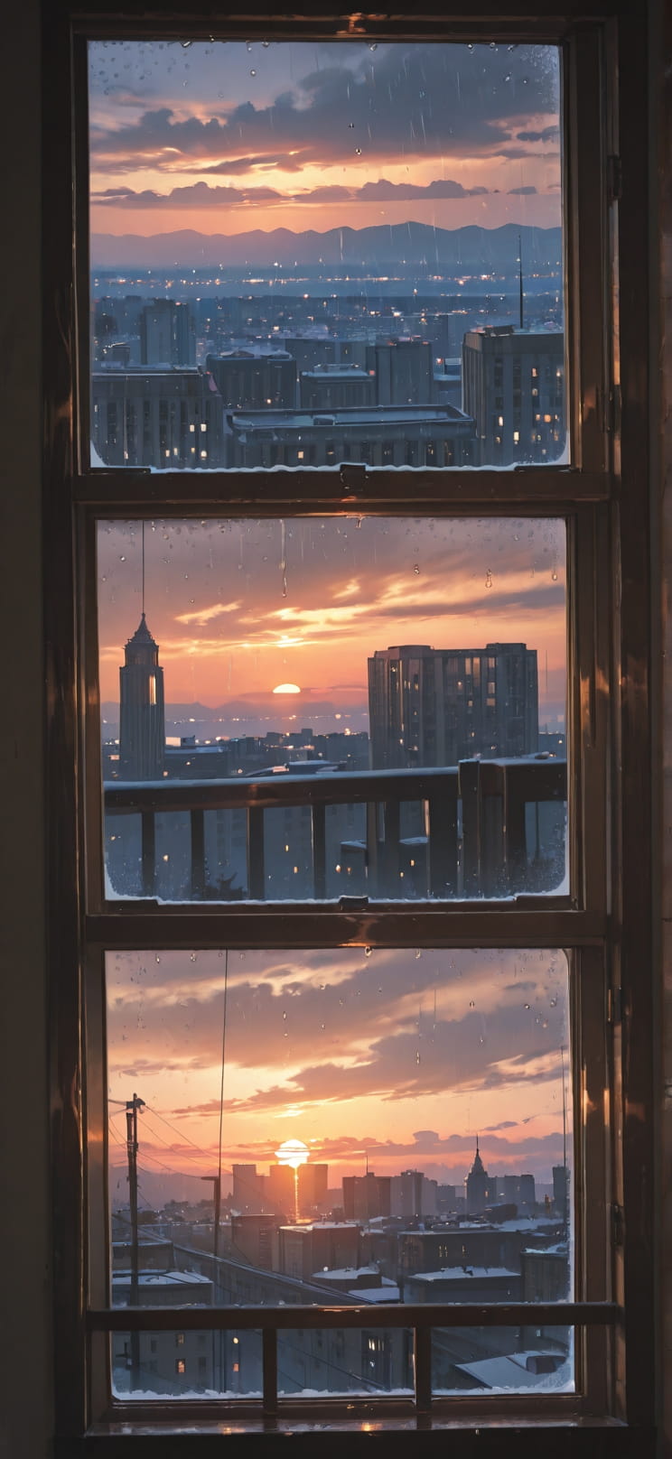 Monsoon Brown Sunset City Winter mobile wallpaper / スマホ壁紙
