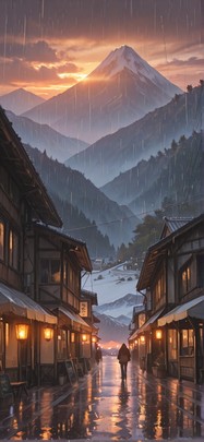 Monsoon Brown Sunset Mountain Winter mobile wallpaper / スマホ壁紙