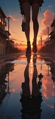 Monsoon Brown Sunset Sky Summer Animal Machine mobile wallpaper / スマホ壁紙