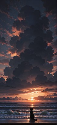 Monsoon Brown Sunset Sky Winter Animal mobile wallpaper / スマホ壁紙