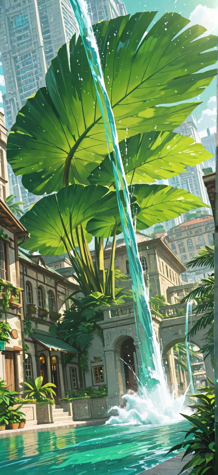 Monsoon Green Afternoon City Summer mobile wallpaper / スマホ壁紙