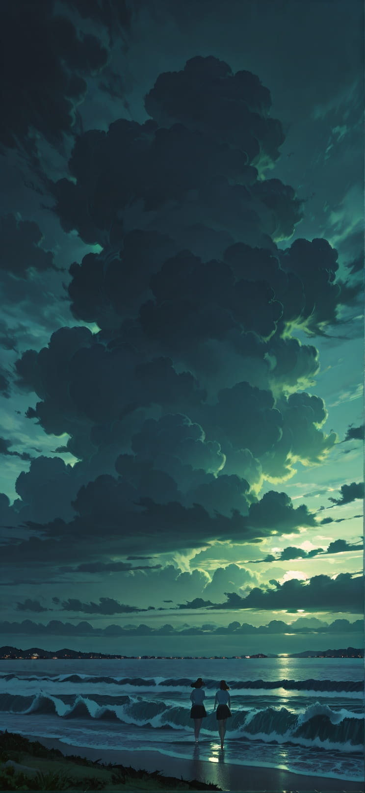 Monsoon Green Afternoon City Summer mobile wallpaper / スマホ壁紙