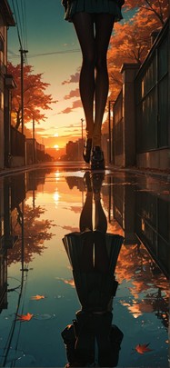 Monsoon Green Sunset Sky Autumn mobile wallpaper / スマホ壁紙