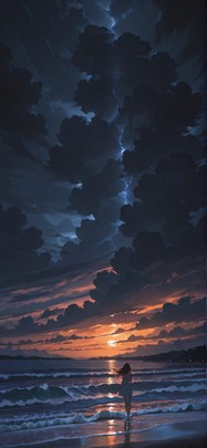 Monsoon Orange Night Nature Summer mobile wallpaper / スマホ壁紙