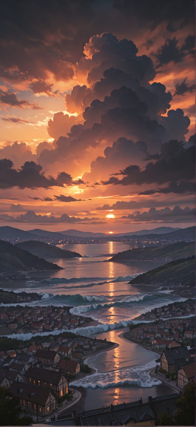 Monsoon Orange Sunset City Spring mobile wallpaper / スマホ壁紙