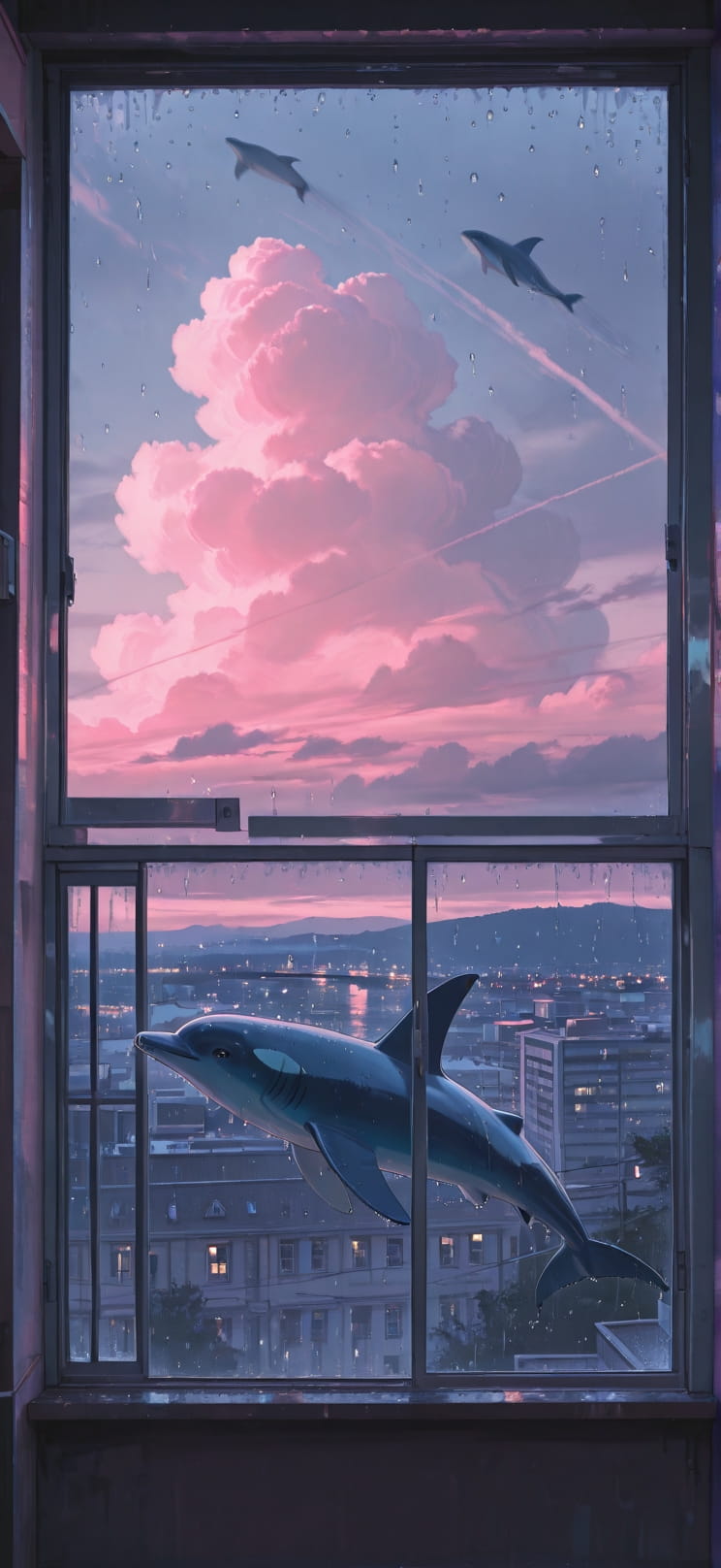 Monsoon Pink Afternoon City Summer Animal mobile wallpaper / スマホ壁紙