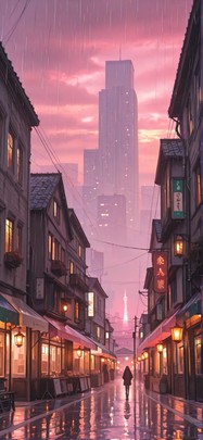 Monsoon Pink Sunset City Autumn Machine mobile wallpaper / スマホ壁紙