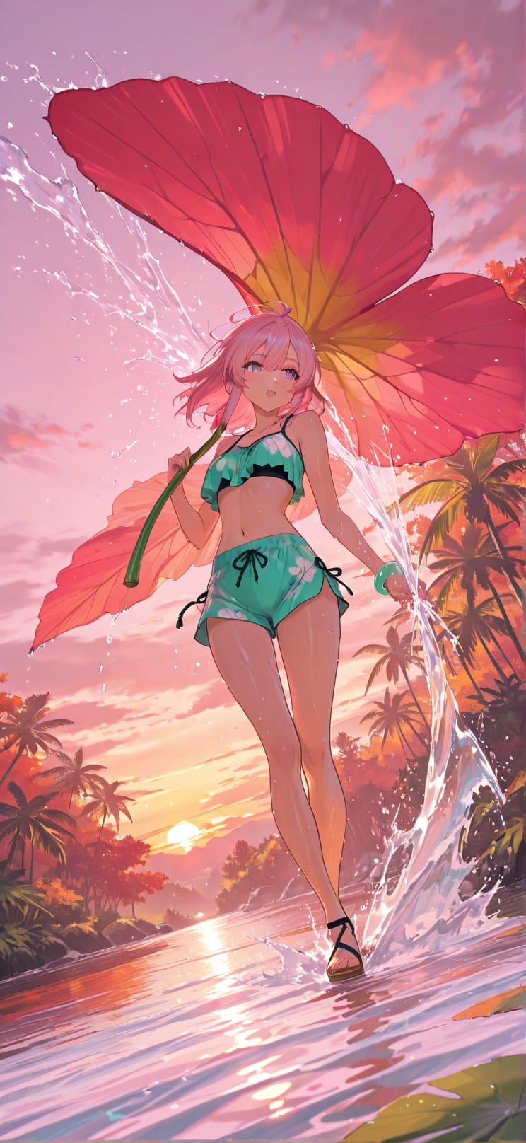 Monsoon Pink Sunset Nature Autumn mobile wallpaper / スマホ壁紙