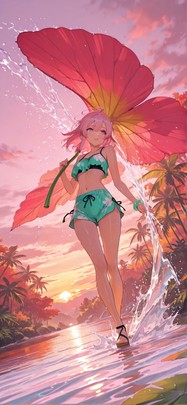 Monsoon Pink Sunset Nature Autumn mobile wallpaper / スマホ壁紙