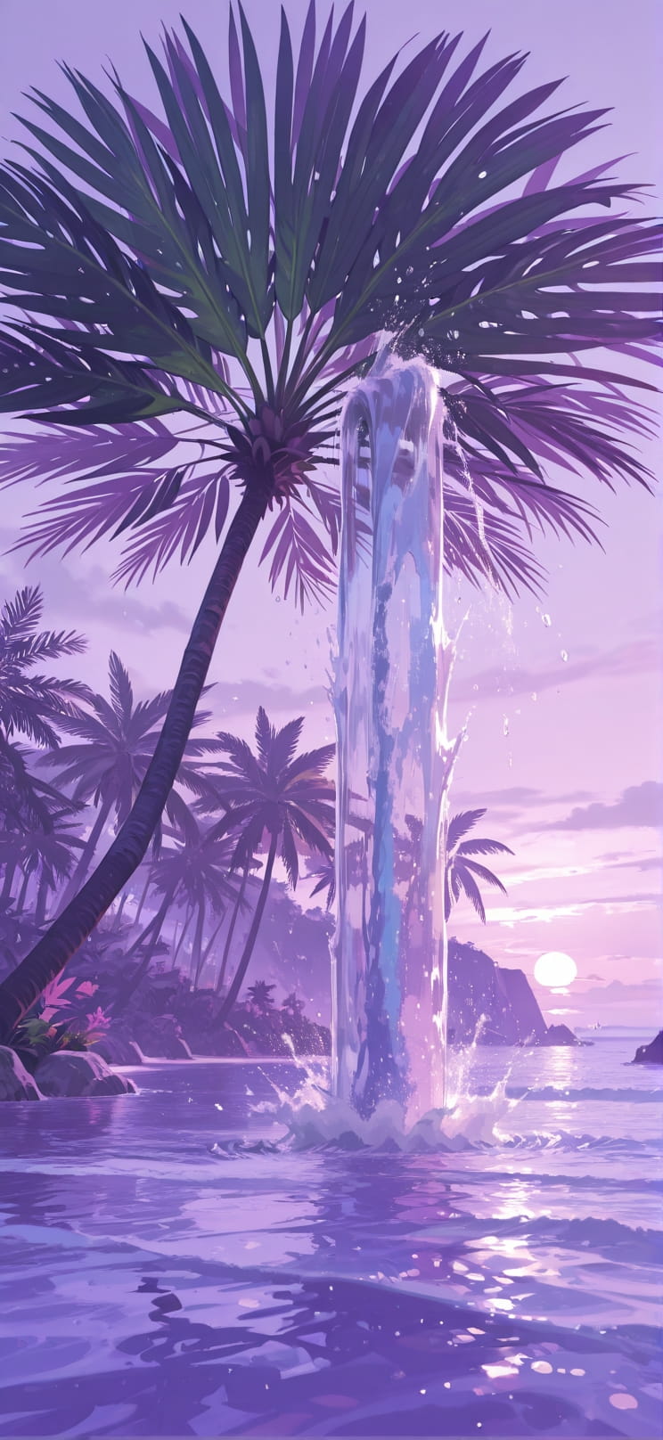 Monsoon Purple Afternoon Sea Spring mobile wallpaper / スマホ壁紙