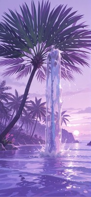 Monsoon Purple Afternoon Sea Spring mobile wallpaper / スマホ壁紙