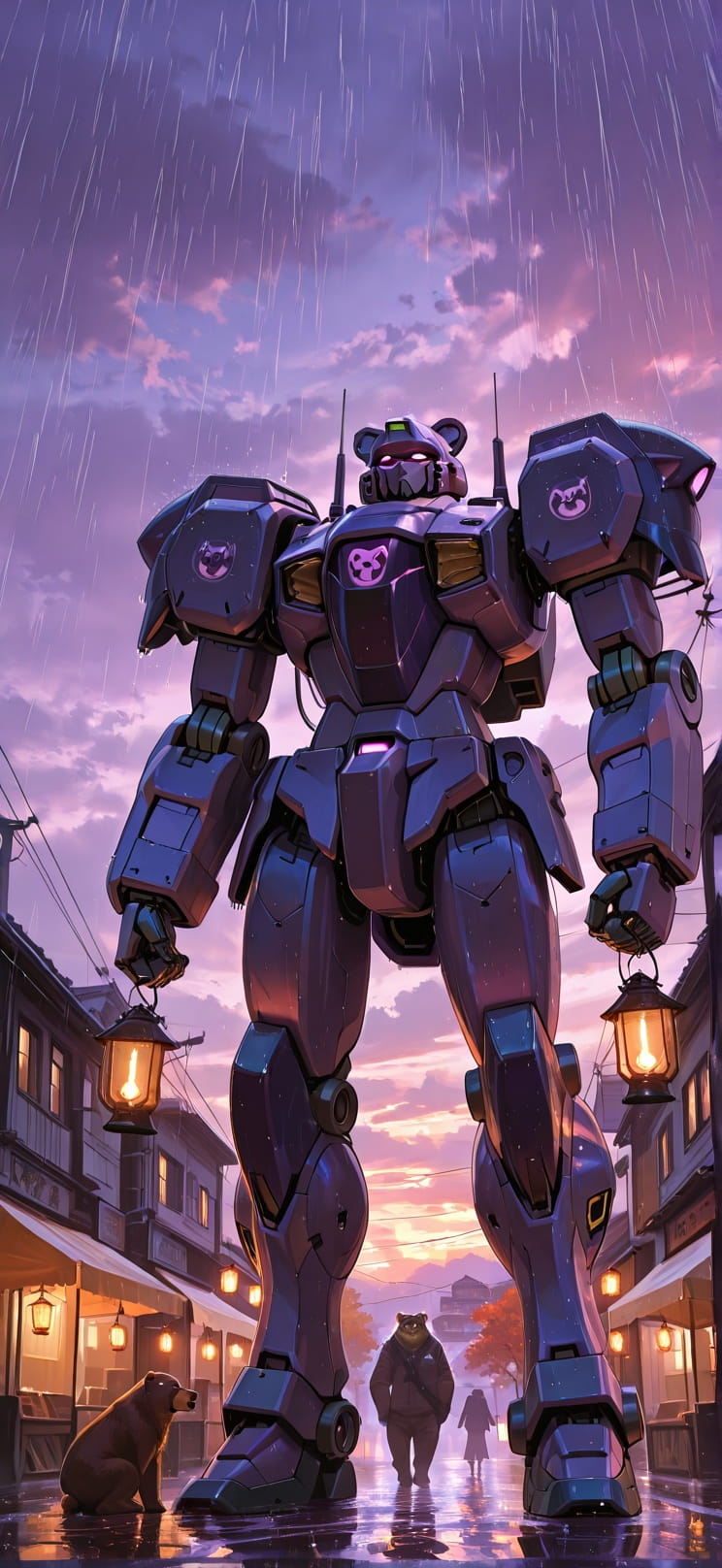 Monsoon Purple Sunset Sky Autumn Animal Machine mobile wallpaper / スマホ壁紙