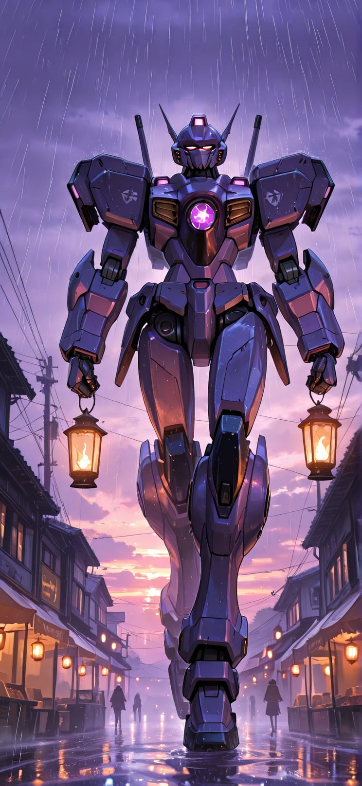 Monsoon Purple Sunset Sky Summer Machine mobile wallpaper / スマホ壁紙