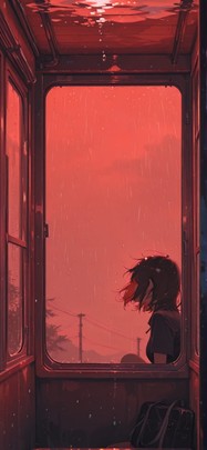 Monsoon Red Afternoon Sea Summer mobile wallpaper / スマホ壁紙