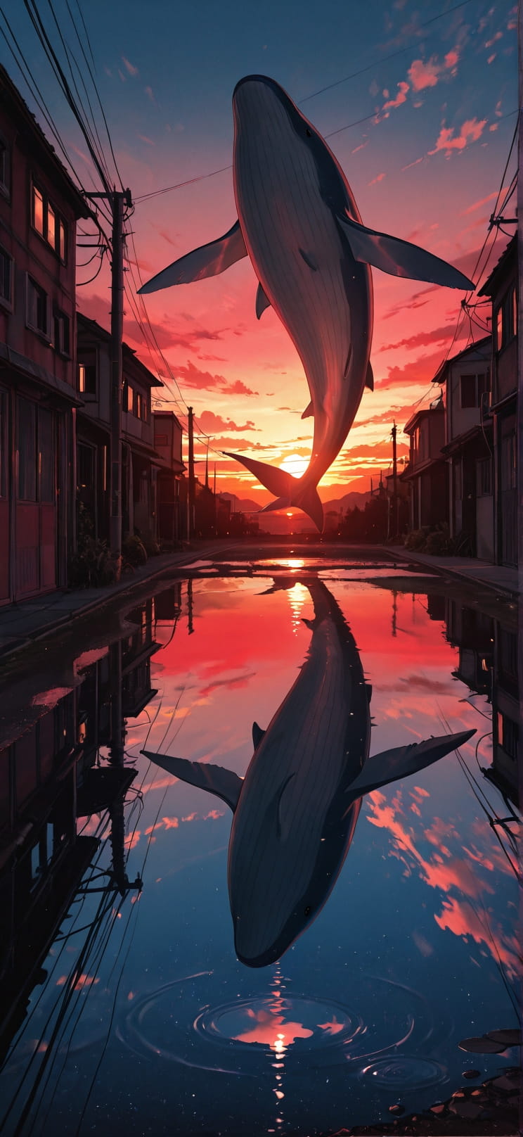 Monsoon Red Sunset Sky Spring Animal mobile wallpaper / スマホ壁紙