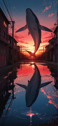 Monsoon Red Sunset Sky Spring Animal mobile wallpaper / スマホ壁紙