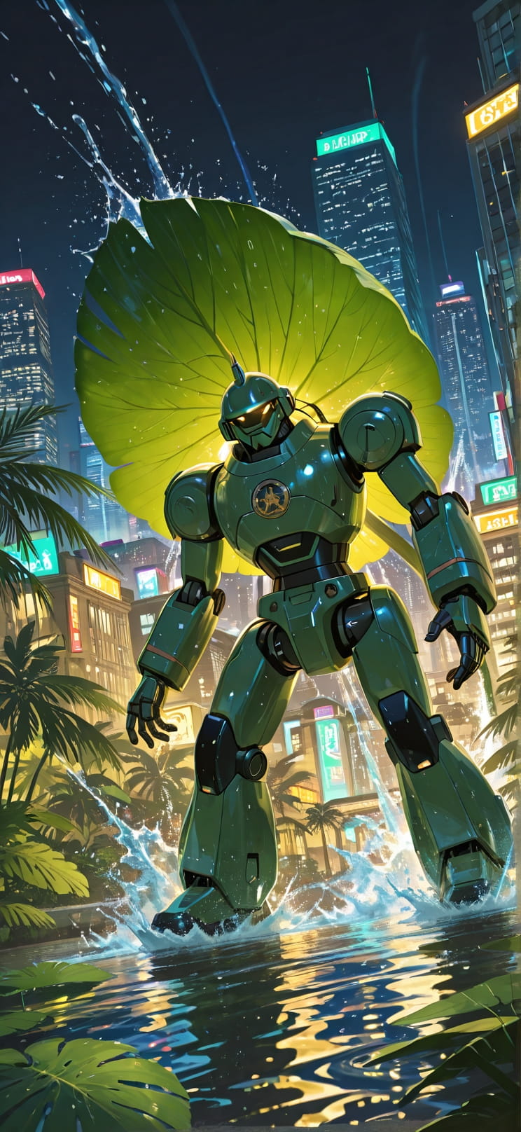 Monsoon Yellow Night City Summer Machine mobile wallpaper / スマホ壁紙