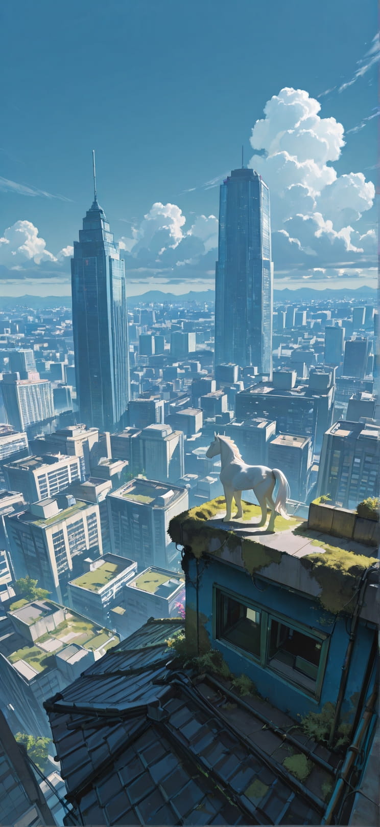 Moss Blue Afternoon City Spring Animal Machine mobile wallpaper / スマホ壁紙